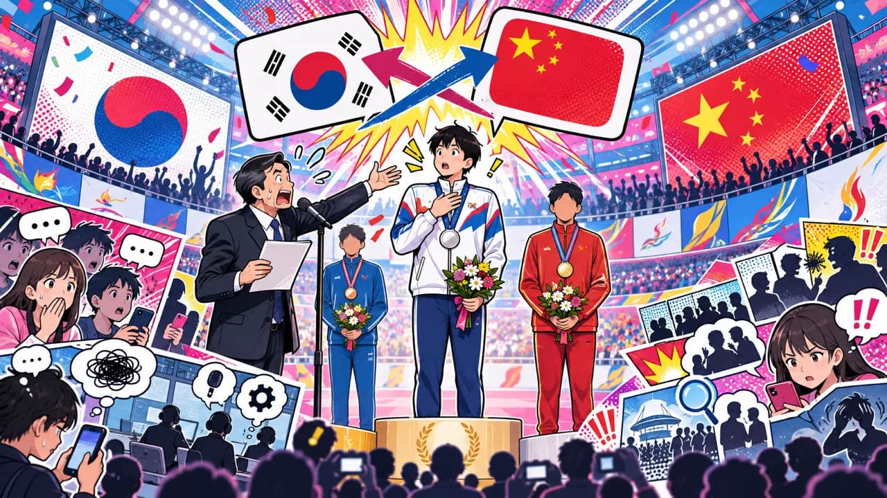 Nagoya Asian Games Announce Korea as 'China' at a Medal Ceremony