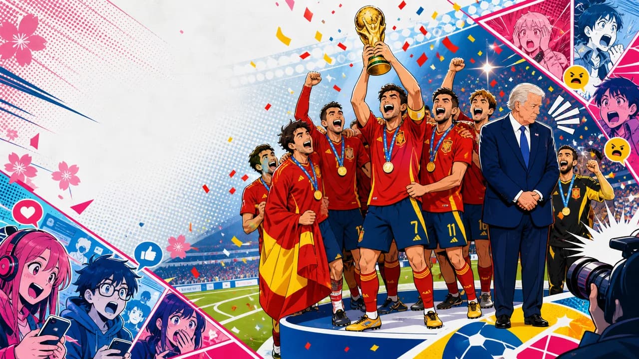Spain's World Cup Win, Trump on the Podium, and Japan's Fight Over Who Has to Watch