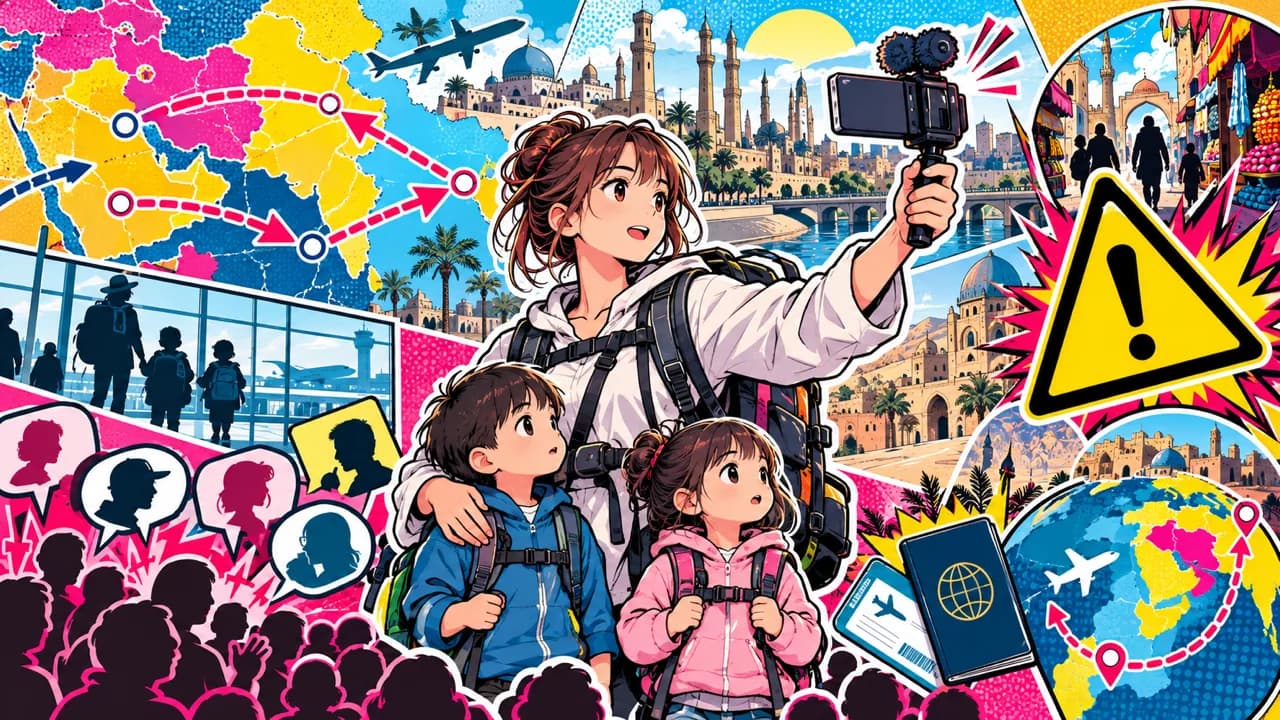 Una youtuber japonesa lleva a sus niños pequeños por zonas peligrosas de Oriente Medio
